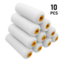 10 rouleaux de peinture miniatures en satin de 4 pouces pour murs et plafonds, brosses à rouleaux DIY pour une finition ultra-lisse, personnalisables, qualité industrielle, mousse OEM