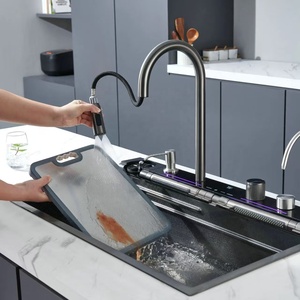 Évier de cuisine intelligent moderne en acier inoxydable multifonctionnel <span class=keywords><strong>avec</strong></span> affichage numérique LED, édition 2025, 7 touches piano, <span class=keywords><strong>avec</strong></span> <span class=keywords><strong>cascade</strong></span> - Product Image 2