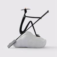 Evelyn moderne minimaliste abstrait bateau humain noir et blanc Figure Sculpture Design Art bureau ornements