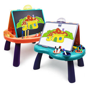 Meja Proyektor Edukasi Multifungsi Anak-Anak dengan Papan Gambar Magnetik Dua Sisi, Set Meja Belajar Melukis untuk Anak-Anak - Product Image 5