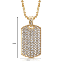 Collier Bling Dog Tag pour Homme, Bijoux Hip Hop, Cadeaux, Zircon Cubique, Plaqué Or 18K, Acier Inoxydable, Pendentif Iced Out CZ