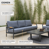 OSMEN Tamarama Ensemble de 4 canapés de salon modernes et durables pour l'extérieur avec accoudoirs en teck pour salon et cour