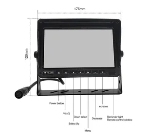 7 pulgadas 1024 * 600IPS 1080P Full Calor Cámara H.264 Formato de almacenamiento Grabación doble Pantalla doble Sistema de monitor de seguridad para camiones