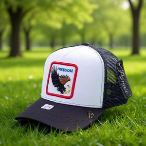 Cappello Trucker con Ricamo Freedom, 6 Pannelli in Rete, Regolabile, Unisex, per Adulti, Casual, Primavera-Estate - Product Image 2