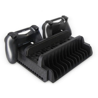 Support de Charge Vertical pour Console PS4 avec Double Chargeur, Hub USB 3 Ports, Dissipation de la Chaleur et Étagère pour Jeux