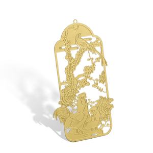 Marcapáginas de Alta Calidad con Diseño de Jaula de Pájaro y Patrón de Gallo y Loro, Color Dorado Resistente a la Corrosión - Product Image 6