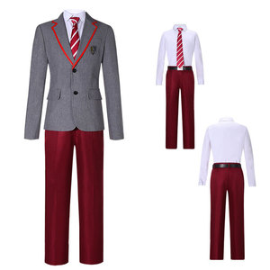 Elite School Storm Cosplay Uniform Gray <b>Red</b> Trim Suit Skirt Set For Role Play Stage Costume Cotton Blend <b>Material</b> - Product Image 3