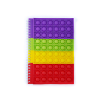 Carnet de notes personnalisé A5 avec couverture en silicone, reliure spirale, pop fidget, pour réduire le stress