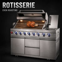 Barbecue à gaz portable moderne de luxe haut de gamme, 8 brûleurs, acier inoxydable 304, certifié CE, allumage électronique pour l'extérieur