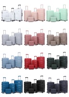 Ensemble de bagages 4 pièces en PP de 14'', 20'', 24'', 28'' avec trousse de beauté, valises de voyage légères et durables à coque rigide pour les voyages d'affaires