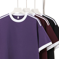 Nouvelle veste bomber streetwear printemps-été en coton glacé épais 240g, col contrastant, manches courtes, motif cœur