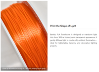 Filament d'imprimante 3D Bambu BBL PLA translucide avec bobine 1,75 mm 1 kg RFID