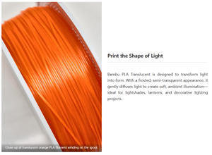 Filamento Translúcido PLA para <span class=keywords><strong>Impresora</strong></span> 3D Bambu BBL con Bobina <span class=keywords><strong>de</strong></span> 1.75mm 1kg RFID - Product Image 3