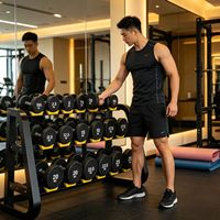 Ensemble d'haltères ronds en caoutchouc de haute qualité personnalisés pour usage commercial, équipement de gym fonctionnel, poids de musculation, poignée confortable