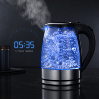 Bouilloire électrique sans fil à double paroi certifiée ETL de 1,7 L, 1800 W, silencieuse, en verre, pour la maison, la voiture et les camping-cars