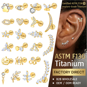 JIAXIN ASTM F136 Titanio Grado Impiantabile con Filettatura Interna Labret Helix Tragus <span class=keywords><strong>Orecchini</strong></span> <span class=keywords><strong>Piercing</strong></span> Gioielli per <span class=keywords><strong>Piercing</strong></span> Corpo di Alta Qualità - Product Image 1