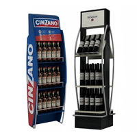 Présentoir sur pied en fil métallique moderne Ray Custom, finition thermolaquée, solution haut de gamme pour bouteilles de vin en vitrine