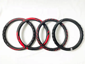 Housse de <span class=keywords><strong>volant</strong></span> de voiture en caoutchouc PVC respirante en <span class=keywords><strong>cuir</strong></span> microfibre protecteur de couverture de roue de voiture antidérapant - Product Image 2