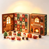 Boîte de calendrier de l'avent de Noël personnalisée Forest Packing avec tiroirs, emballage cadeau en carton pour le compte à rebours des fêtes