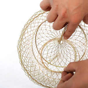 Nouveau <span class=keywords><strong>panier</strong></span> de protection pliable en fer pour poissons, crevettes et crabes, anti-accrochage, vente en gros du fabricant - Product Image 2