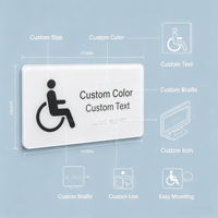 Plaque de porte tactile en acrylique modèle 009 avec symbole de fauteuil roulant et signalisation tactile pour toilettes accessibles, taille personnalisable pour lieux publics - Xiaoyao