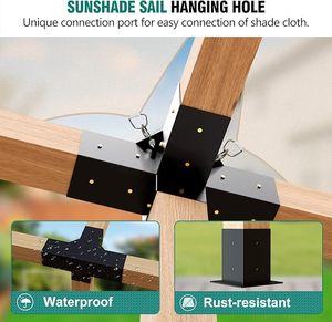 Kit gazebo pour <span class=keywords><strong>pergola</strong></span> d'extérieur en acier avec support de base et support d'angle droit à 3 voies pour <span class=keywords><strong>bois</strong></span> 4x4 - Product Image 3