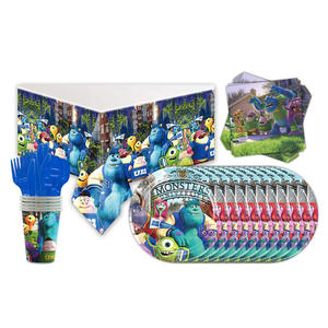 Vajilla Desechable de Alta Calidad al por Mayor con Temática de Monstruos, Vasos de Papel, Platos, Mantel, Decoraciones para Fiestas de Cumpleaños, K2114 - Product Image 2