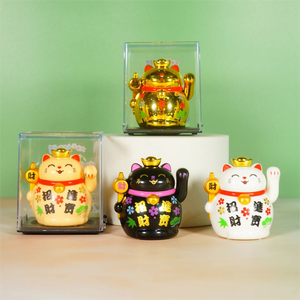 Chat porte-bonheur japonais de 2 pouces à énergie solaire, décoration intérieure de voiture, décoration de fête du printemps, <span class=keywords><strong>Maneki</strong></span> <span class=keywords><strong>Neko</strong></span> - Product Image 3
