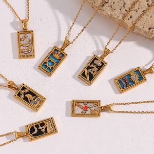 Collar de Cartas del <span class=keywords><strong>Tarot</strong></span> con Circonitas de Colores Dreamshow, Juego de Collares de Acero Inoxidable Chapado en Oro PVD - Product Image 4