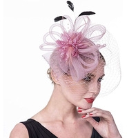 Serre-tête Fascinator pour femme avec plumes et fleurs, idéal pour le Derby, les Tea Party, les cocktails et les mariages
