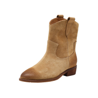 Bottines Chelsea mi-mollet en daim à lacets pour femmes, confortables et respirantes, automne