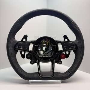 Volante R8 con pulsante di avviamento, in pelle completamente traforata, per <span class=keywords><strong>A3</strong></span> A4 A5 A6 B8 B9 Q3 Q5 TT TTRS RS3 RS4 S3 S4 S5 8V - Product Image 1
