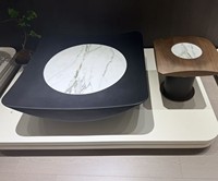 Ensemble de 2 tables basses gigognes modernes, rondes, en MDF noir, empilables, meubles contemporains pour salon
