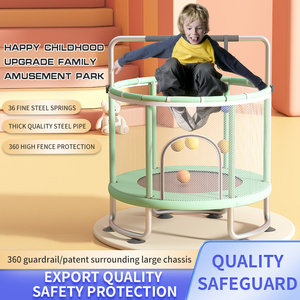 Trampolim infantil barato em promoção, material PVC, para meninas e meninos, cama elástica dobrável para brincar em ambientes internos com rede de proteção. - Product Image 3