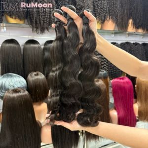 Lot de mèches brésiliennes vierges 12A en <span class=keywords><strong>cheveux</strong></span> humains, ondulées, pas chères, <span class=keywords><strong>20</strong></span> pouces étirées, double trame machine Rumoon, 100g - Product Image 3