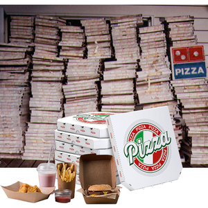 Eco friendly takeaway plain kraft cardboard paper Burger 7 14" 16" 20 33 inch rectangular triangle slice pizza box with handle
