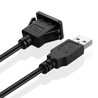 1m Noir Vente en gros USB 2.0 Snap-in Mâle à Femelle Câble d'extension encastré pour voiture
