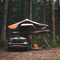 Carpa de techo de coche de carcasa dura impermeable al aire libre, tienda de techo SUV para 4 personas 4x4, carpa de techo de coche para acampar con anexo