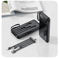 Batterie externe portable 10000 mAh avec logo OEM, affichage numérique réel, câble intégré, design transparent, capacité réelle, électronique grand public