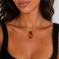 Colliers ras du cou tendance en acier inoxydable avec pierres précieuses en résine pour femmes, plaqué or 18 carats PVD, étanche, accessoires de mode pour le cou, bijoux