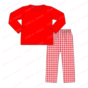 Abito personalizzato con pettine e pettorina con colletto rosso pagliaccetto in cotone natale a manica lunga vestiti da bambina - Product Image 5