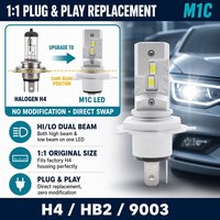 Phares de voiture LED FSYLX 4000LM M1C H7 H4 (paire) 6500K Blanc 30W 12V Ampoules de phare LED universelles pour voitures (réaménagement/mise à niveau)