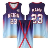 Ensemble de maillots de basket-ball personnalisés, réversibles, sublimation, dégradé violet, séchage rapide, respirant, maille, uniforme d'équipe de club, fabrication OEM