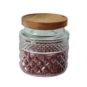<b>Glass</b> Storage <b>Jars</b> Vintage Embossed Canisters Food Cereal Storage Containers -<b>with</b> Plastic <b>Lid</b> for Kitchen and Party Use - Product Image 4