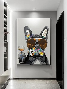Toutes sortes d'animaux Décoration d'image colorée Art abstrait Toile murale Éléphants, taureaux, <span class=keywords><strong>chatons</strong></span>, chevaux Peinture à l'huile animale - Product Image 5