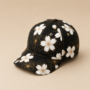 Premium Black Sakura Pattern Baseball Cap Adjustable Fashion Outdoor Casual Unisex Sports <b>Hat</b> - Product Image 1