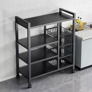 Kitchen Storage Rack 4 Layers Carbon Steel Wire Mesh Basket Multi Purpose Mobile Shelf for Kitchen Living Room - Product Image 2