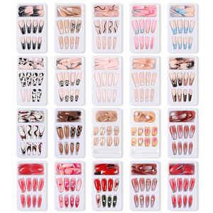 Lot de 24 <span class=keywords><strong>faux</strong></span> ongles en acrylique fins et extra longs, personnalisables, multicolores, style japonais, amovibles, pour manucure, à coller - Product Image 3