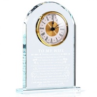 Horloge en cristal de verre en forme d'arche pour femme - Cadeau pour l'anniversaire de la femme, la Saint-Valentin, la fête des mères, Noël (pile non incluse)