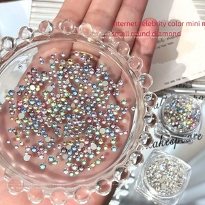 Decoración de Uñas de Alta Calidad, Piedras de Cristal Redondas Mini con Base Plana, Mezcla de Colores, Brillantes, Blancas, para Arte de Uñas - Product Image 6